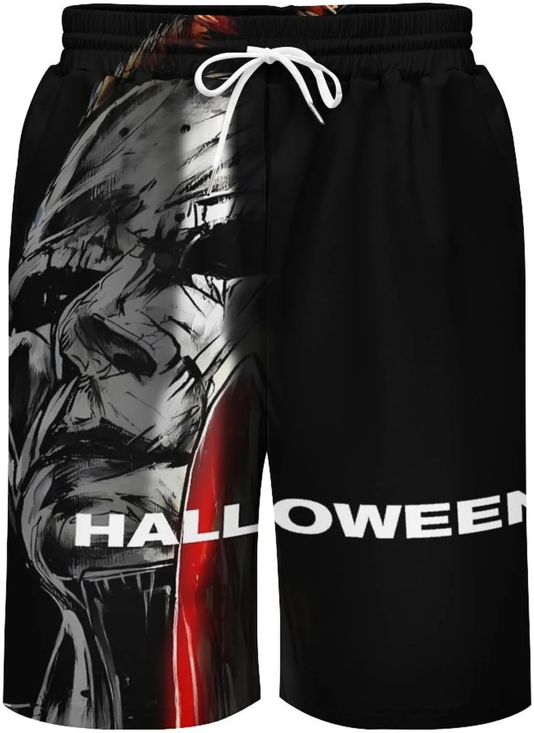 Men's Short Sweatpants Halloween Michael Myers Beachwear Hawaiian Short Pants Swimsuits Beach Shorts with Pockets