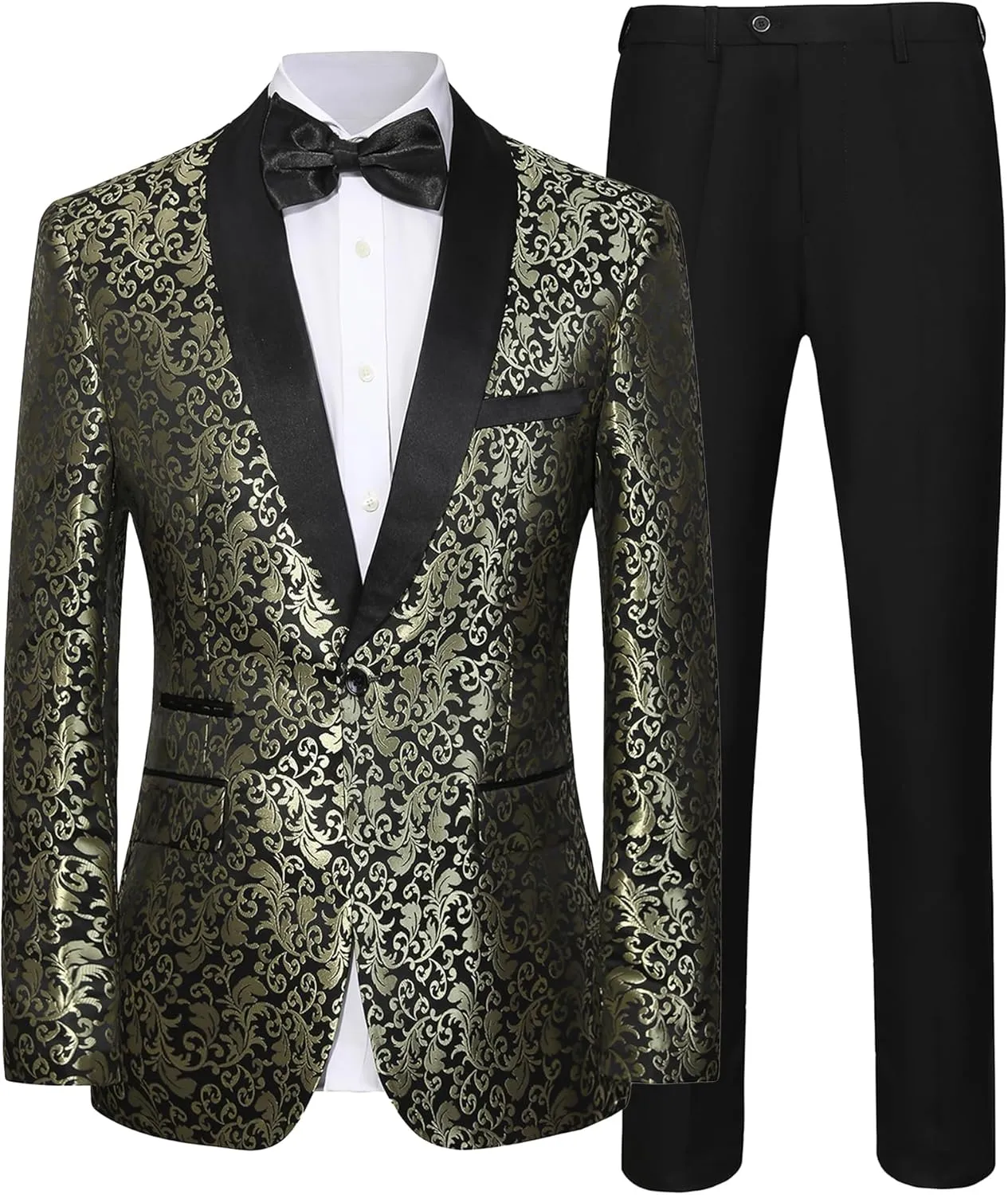 Mens Suit Set 2 Piece Floral Suits for Men Wedding Tuxedo Prom Party Dinner Jacket and Pants