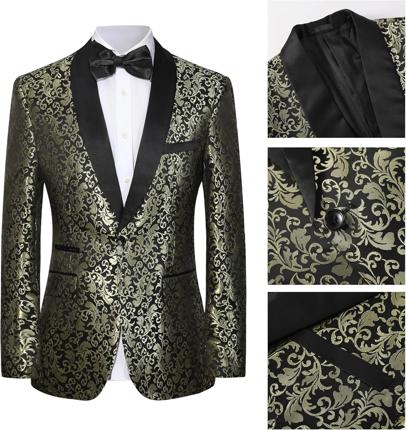 Mens Suit Set 2 Piece Floral Suits for Men Wedding Tuxedo Prom Party Dinner Jacket and Pants