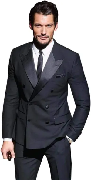 Men's Two-Piece Slim Fit Double Breasted Suit Jacket & Pleated Pants Set