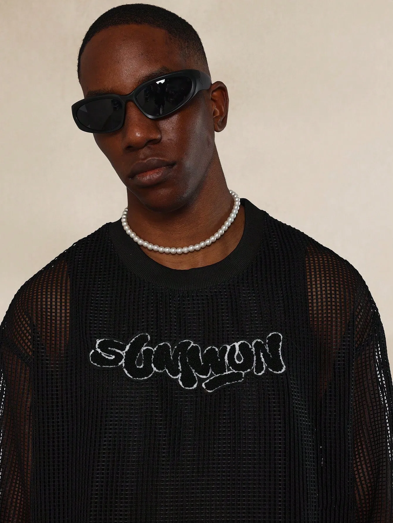 Mesh Tee With Front Flock Graphic