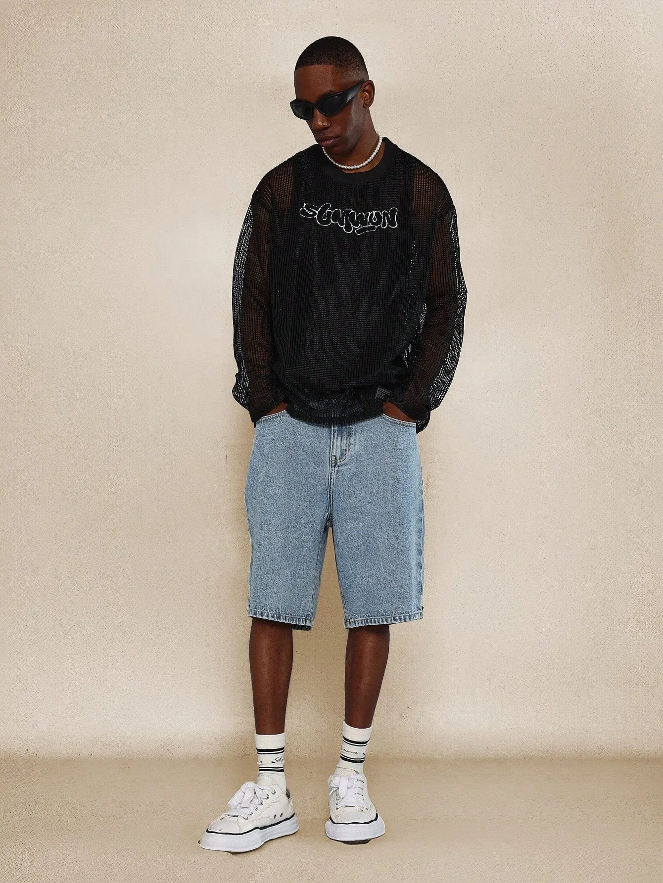 Mesh Tee With Front Flock Graphic