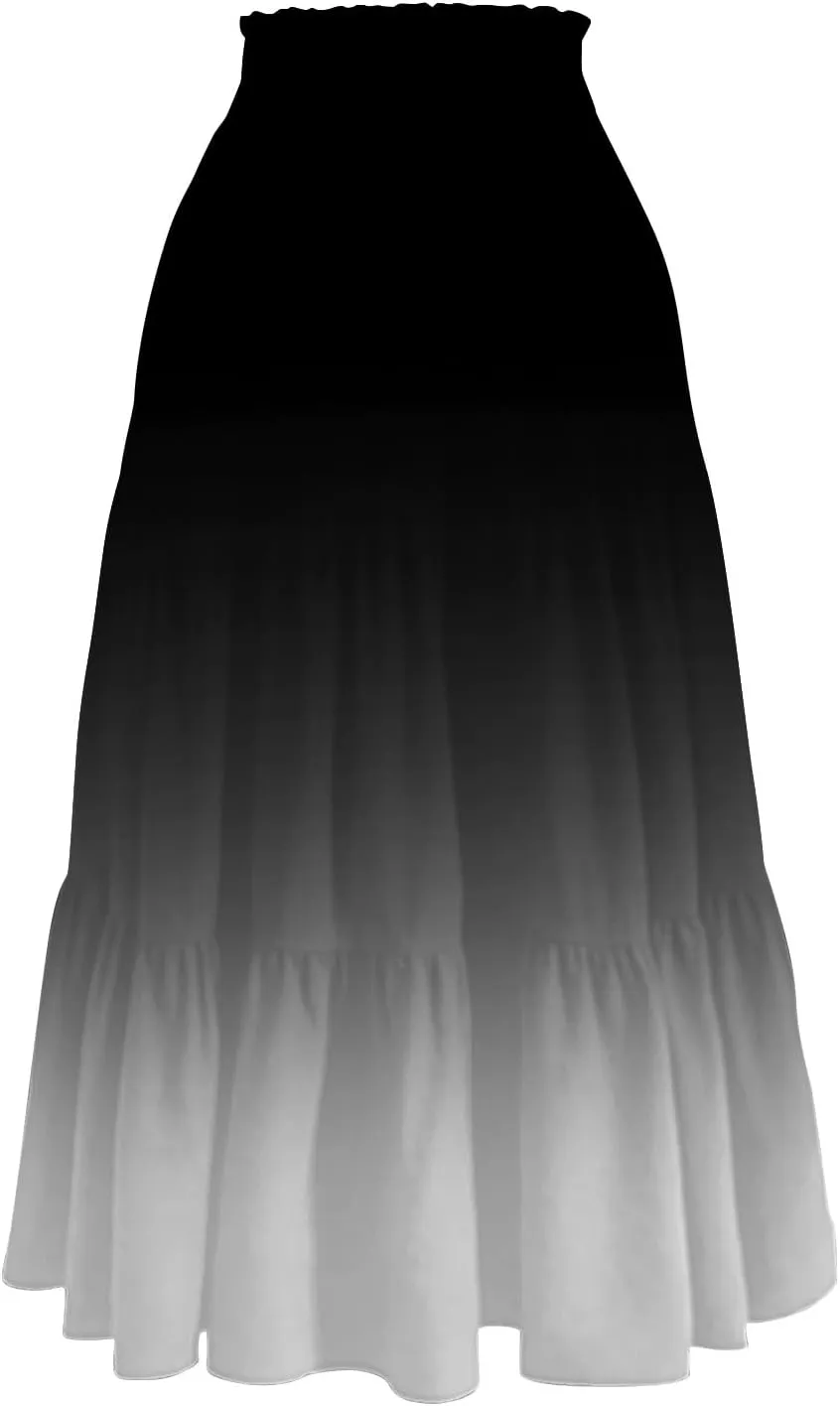 Midi Skirts for Women Elastic High Waist A Line Skirt Summer Ruched Tiered Ruffle Boho Beach Skirts with Pocket