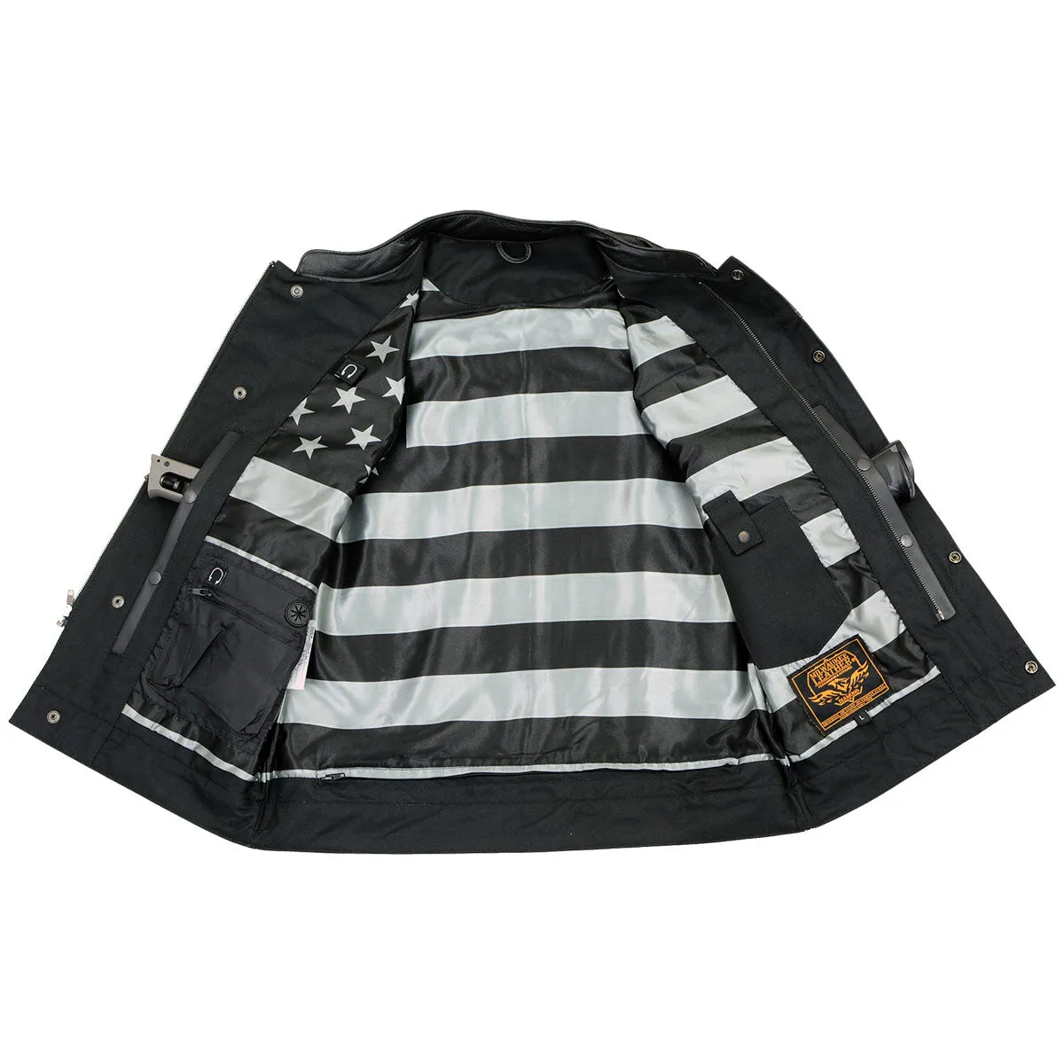 Milwaukee Leather MLM3507 Men's Old Glory Black Premium Leather Club