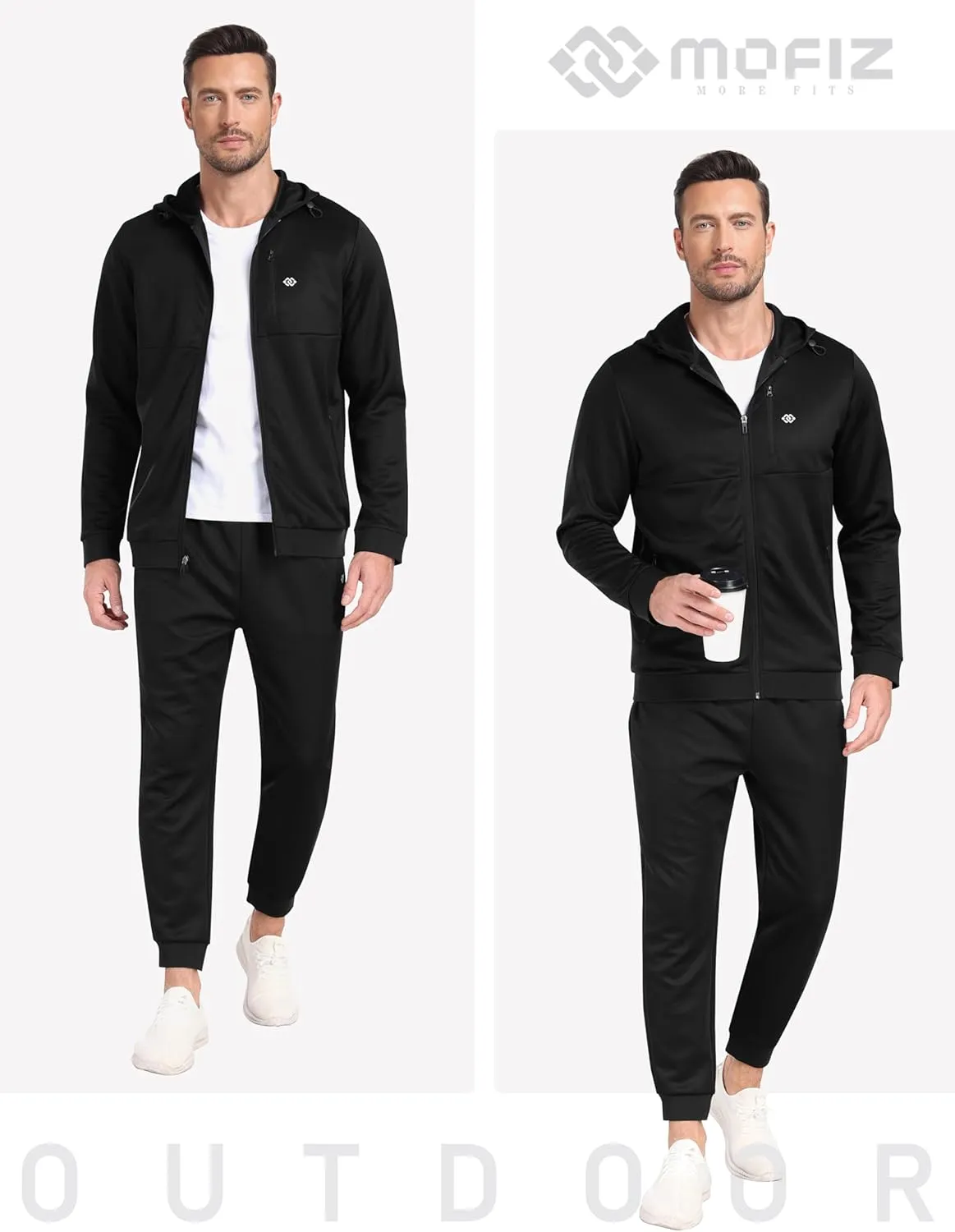 MoFiz Men's Tracksuits Set Full Zip Running Sweatsuit For Men Long Sleeve Causal 2 Piece Outfits Jogging Suits