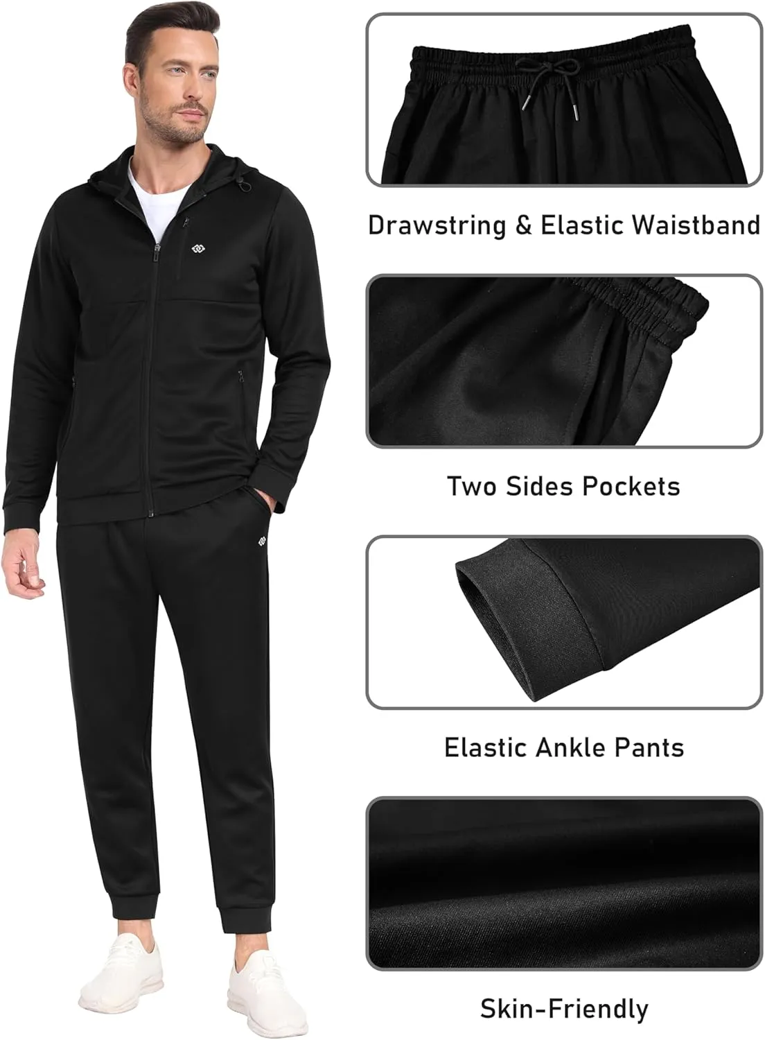 MoFiz Men's Tracksuits Set Full Zip Running Sweatsuit For Men Long Sleeve Causal 2 Piece Outfits Jogging Suits
