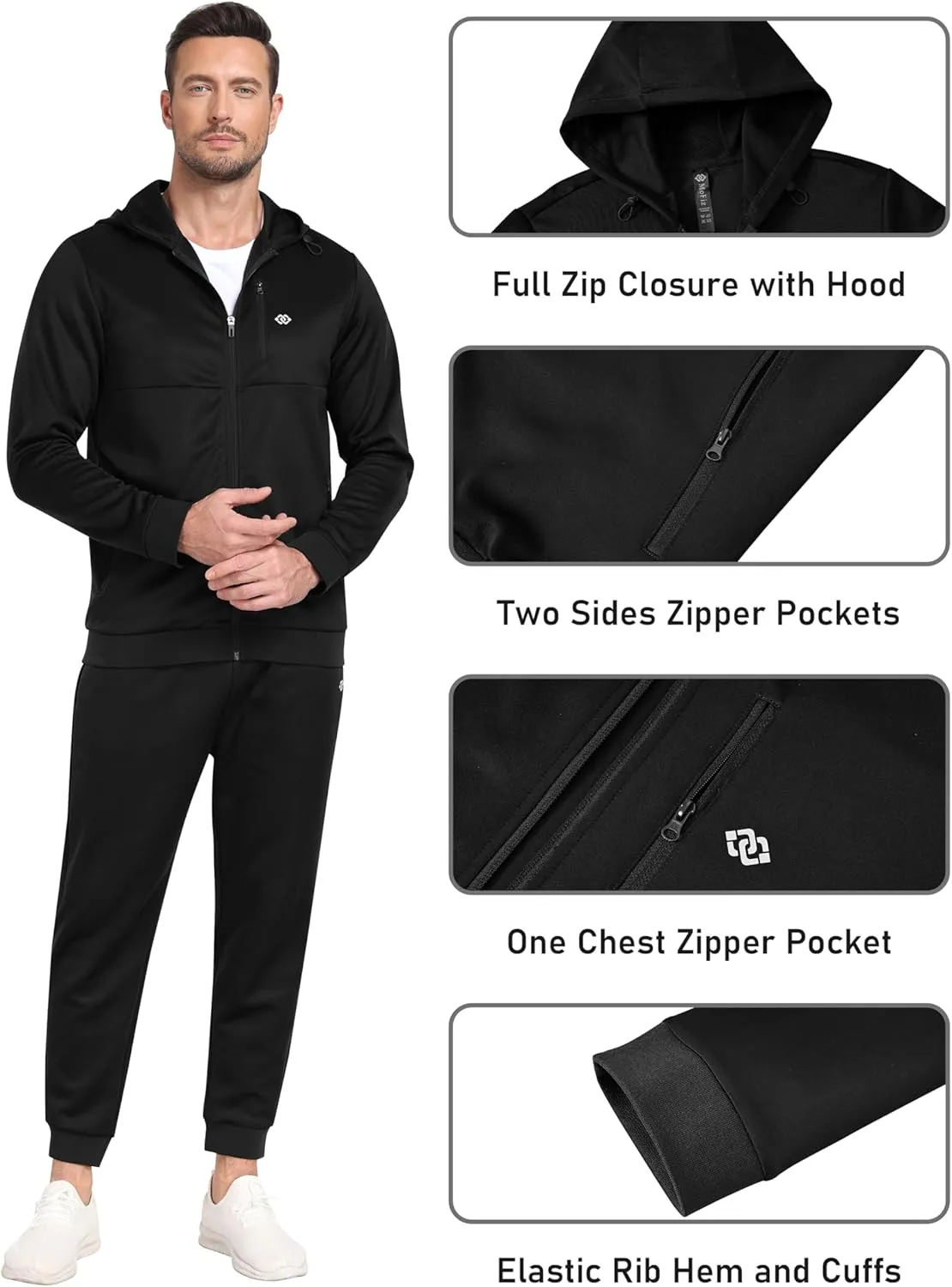 MoFiz Men's Tracksuits Set Full Zip Running Sweatsuit For Men Long Sleeve Causal 2 Piece Outfits Jogging Suits