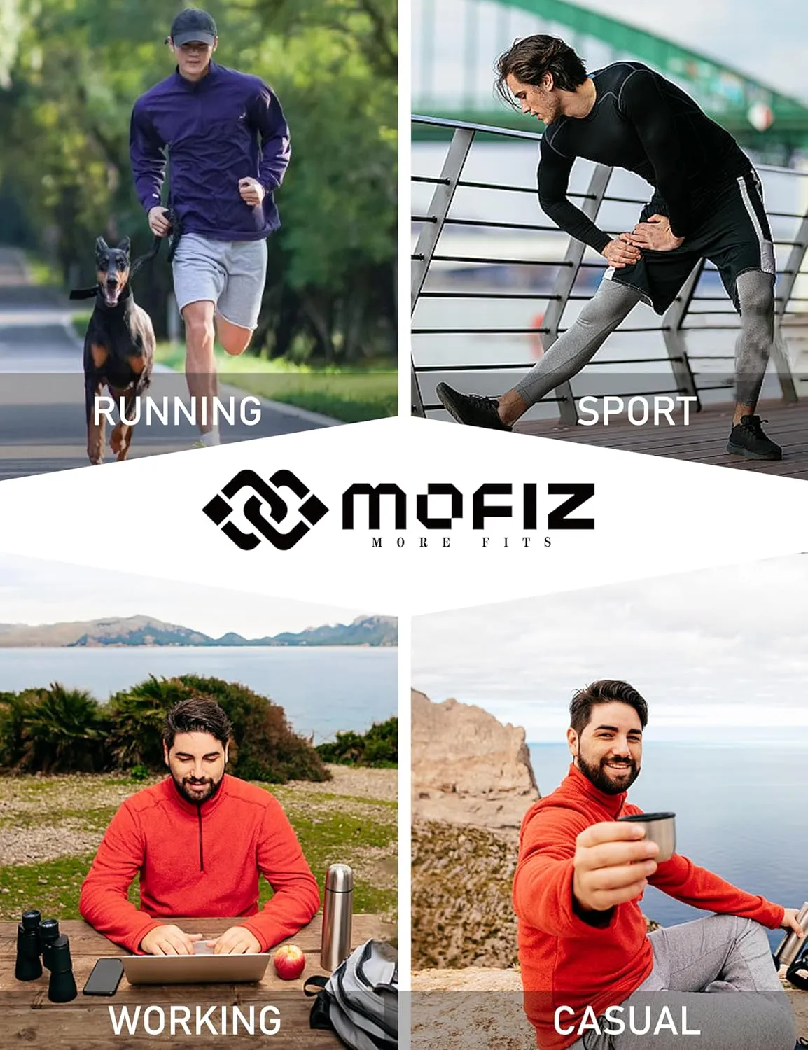 MoFiz Men's Tracksuits Set Full Zip Running Sweatsuit For Men Long Sleeve Causal 2 Piece Outfits Jogging Suits