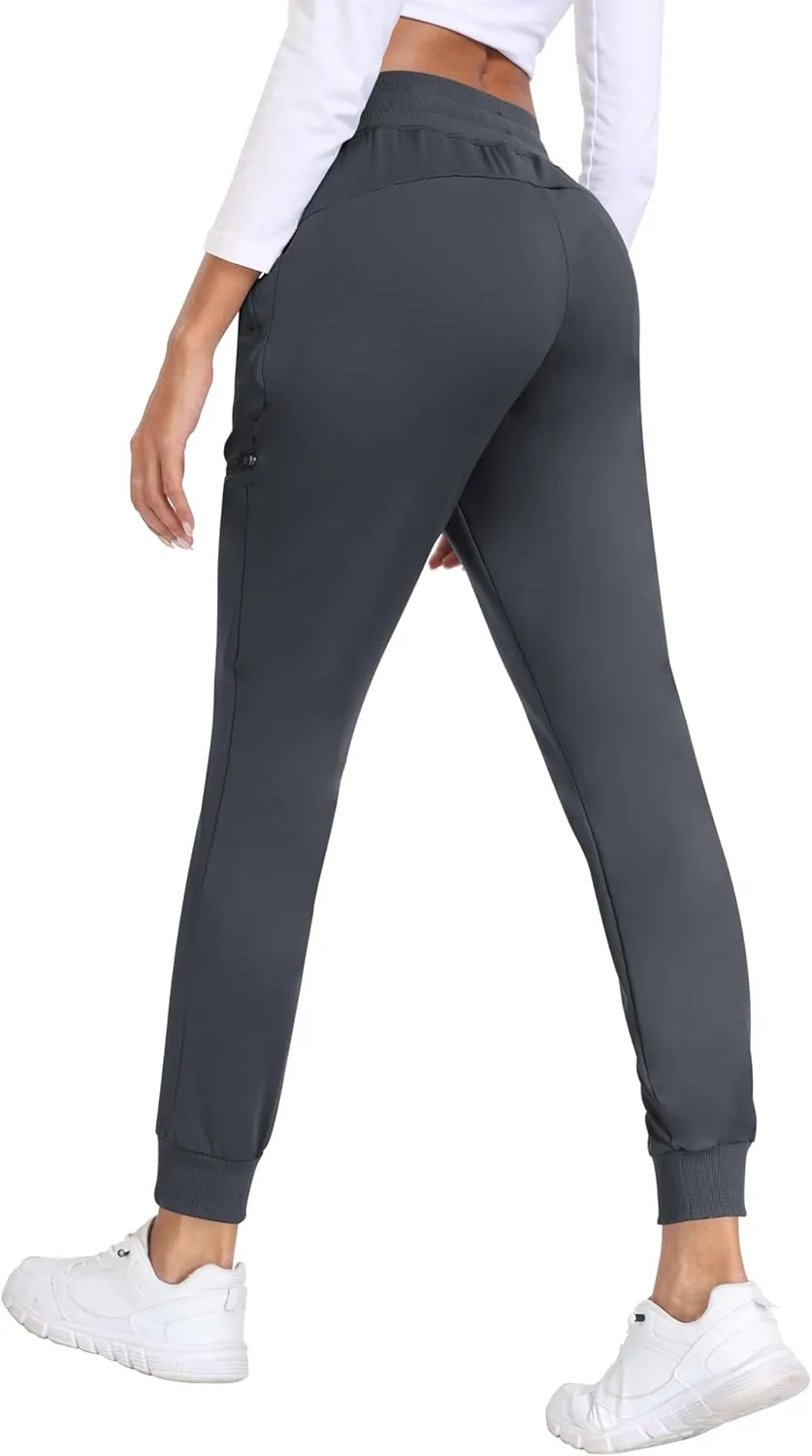 MoFiz Women's Fleece Lined Hiking Pants Water Resistant High Waisted Thermal Joggers Winter Running Sweatpants Zip Pockets
