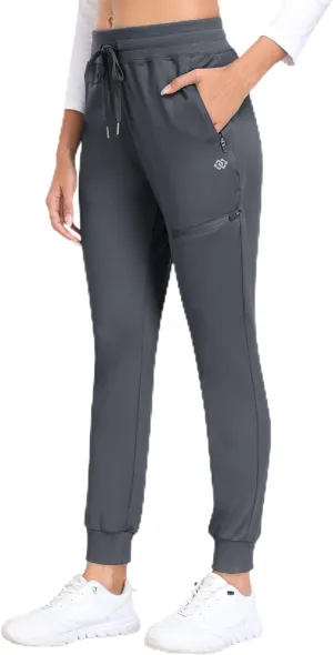 MoFiz Women's Fleece Lined Hiking Pants Water Resistant High Waisted Thermal Joggers Winter Running Sweatpants Zip Pockets