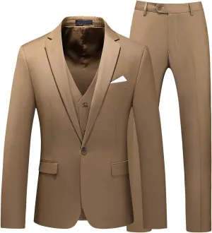 MOGU Men 3 Piece Suit Slim Fit Wedding Tuxedos Formal Prom Suits