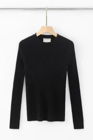 N.31 Cashmere Blend New Skinny Rib Crew Black