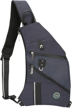Nylon Crossbody Sling Bag Backpack Chest Shoulder Bag for Men Women (C-Navy)