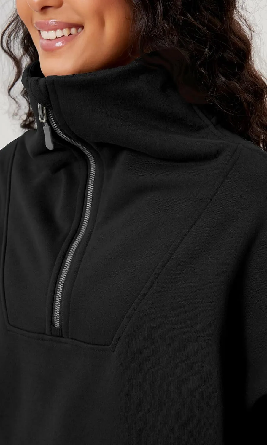 ODODOS Cinchable Sweatshirts for Women Funnel Neck Half Zipper Hoodies Fleece Lined Oversized Pullover