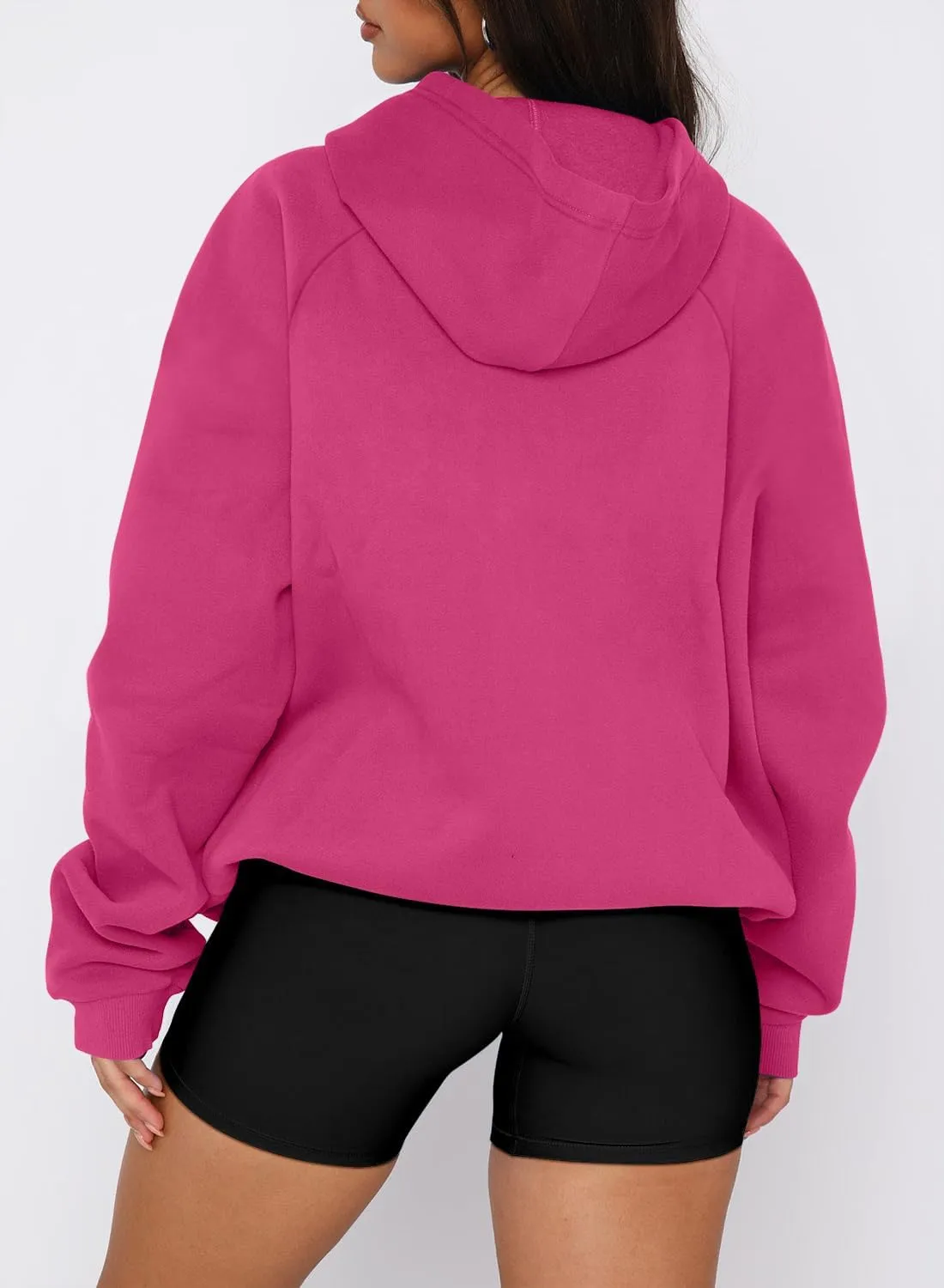 onlypuff Women Half Zipper Pullover Sweatshirt Long Sleeve Hoodies Kangaroo Pocket Fleece Basic Sweater