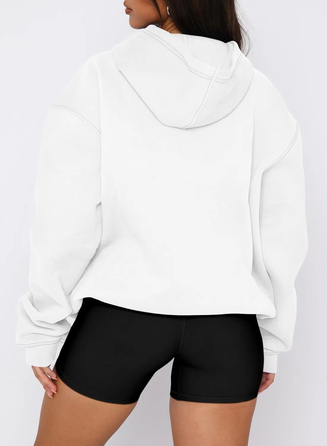 onlypuff Women Hoodies Casual Pullover Long Sleeve Sweatshirt Kangaroo Pocket Drop Shoulder Sweater
