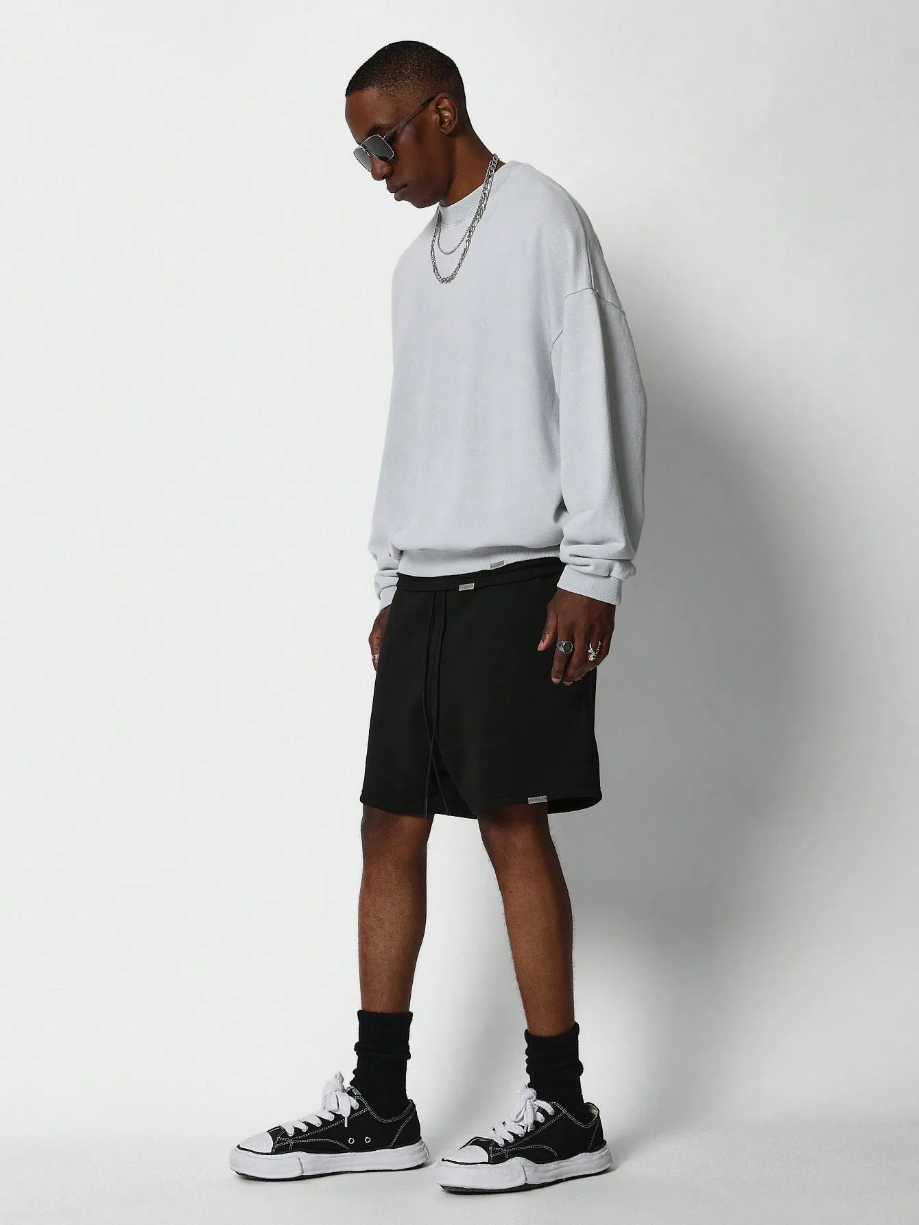 Oversized Fit Washed Sweatshirt With Side Pocket