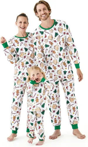 PATPAT Matching Family Pajamas Sets Xmas Christmas Print Xmas Holiday PJs Tee and Bottom Loungewear Sleepwear Sets