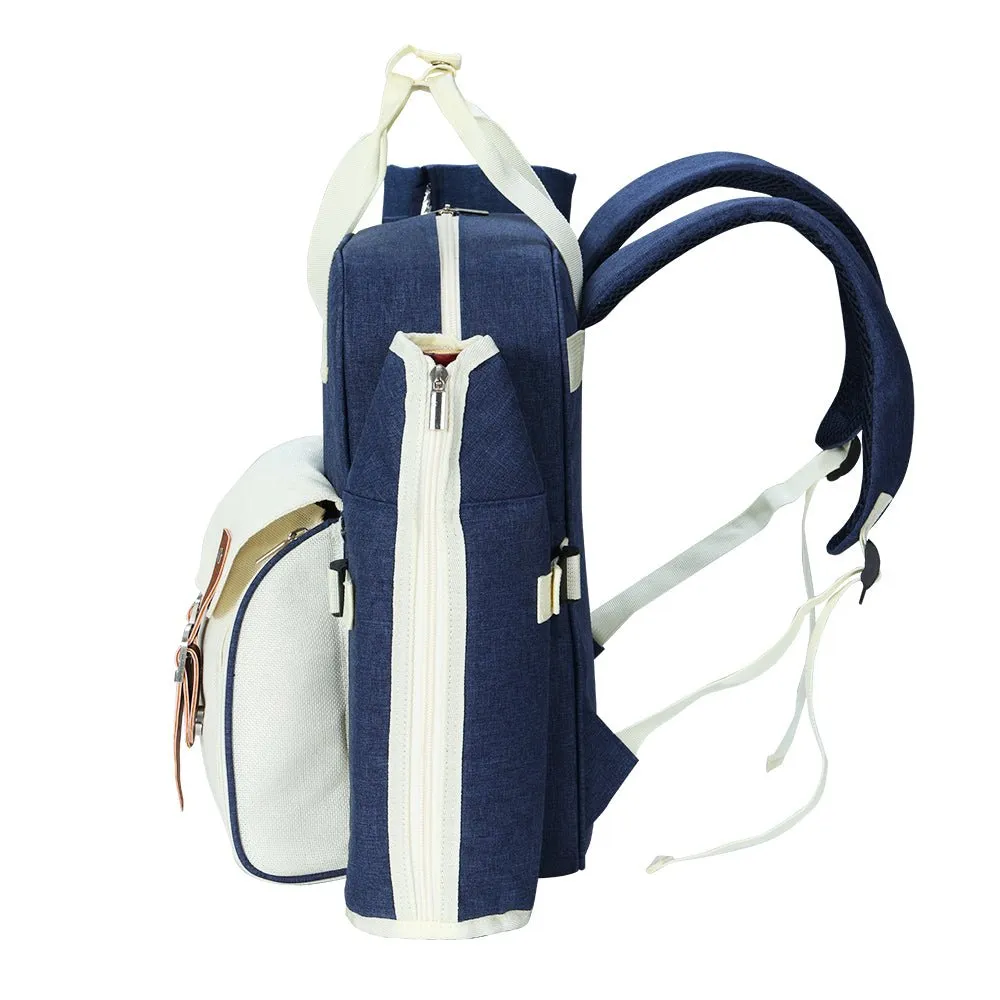 Picnic Basket Backpack - 4 Person - Blue and Beige