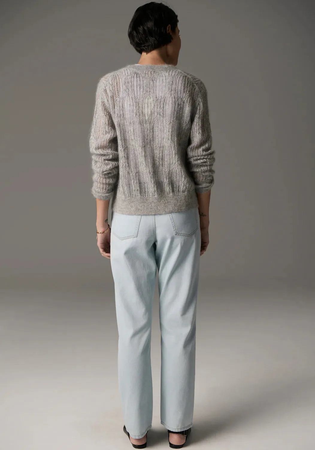 POL - Livia Cardigan Pointelle - Silver