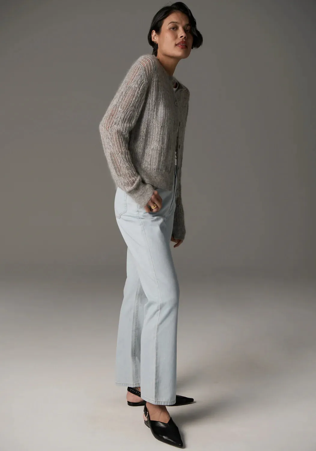 POL - Livia Cardigan Pointelle - Silver