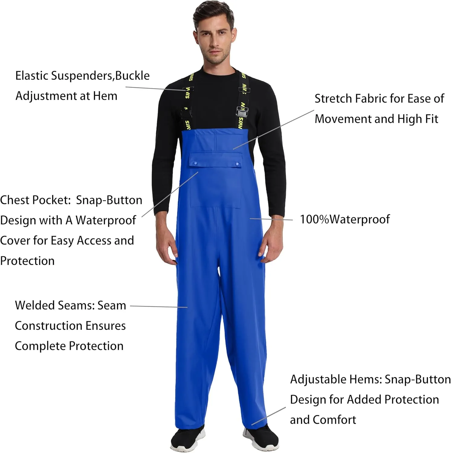 Rain Suit for Men Heavy Duty Workwear Waterproof Jacket with Pants 3 Pieces
