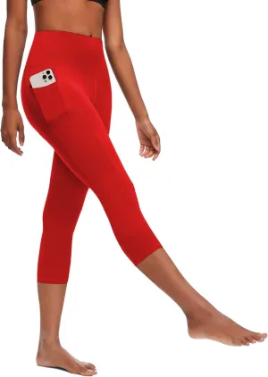 RIMLESS 7 Women's Leggings with Pockets High Waist Cotton Yoga Pants Workout Running Athletic Capris