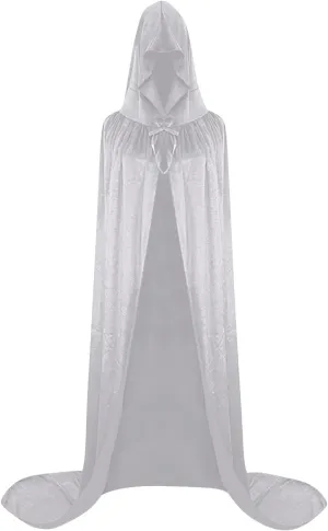 Ruziyoog Unisex Hooded Cloak Long Velvet Cape for Halloween Christmas Witch Cloak Hooded Cape Men Women for Costume Cosplay