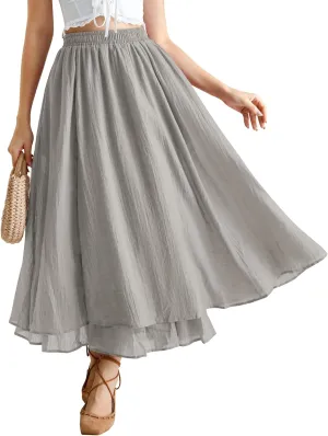 Scarlet Darkness Renaissance Maxi Skirt for Women Flowy Long Boho Skirts with Pockets