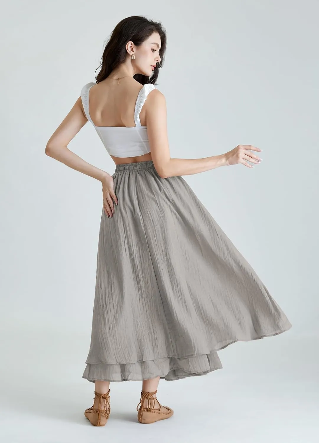 Scarlet Darkness Renaissance Maxi Skirt for Women Flowy Long Boho Skirts with Pockets