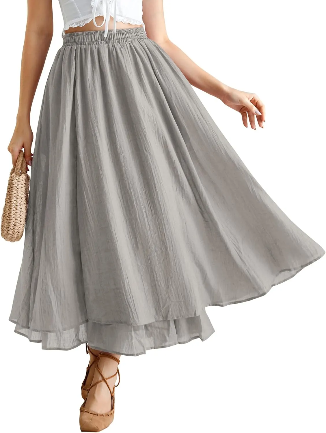 Scarlet Darkness Renaissance Maxi Skirt for Women Flowy Long Boho Skirts with Pockets