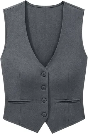 SHENHE Women's V Neck Sleeveless Button Down Blazer Suit Vest Dressy Waistcoat Vest Top