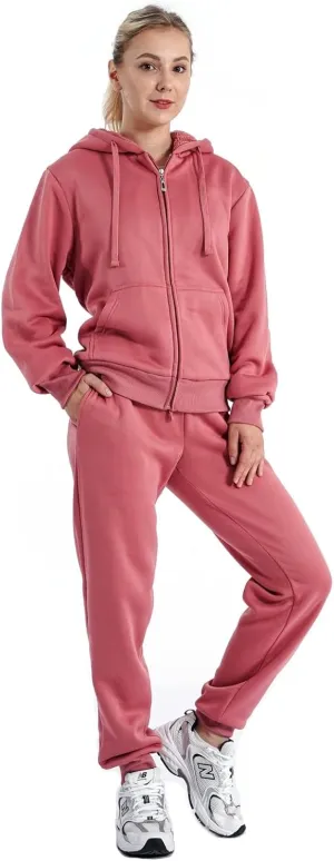 Sherpa Zipper Womens Sweatsuits Active Jogging Fleece 2 Pieces Hoodie and Pants Winter Outfit Sets