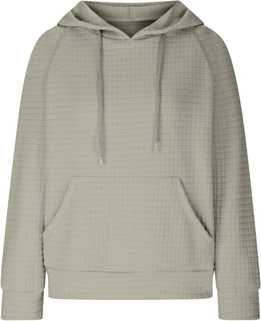 SHOPESSA Women Pullover Hoodie Sweatshirt Waffle-Knit Shacket Hooded Loose Fit Lightweight Jacket Long Sleeve Boyfriend Shirt