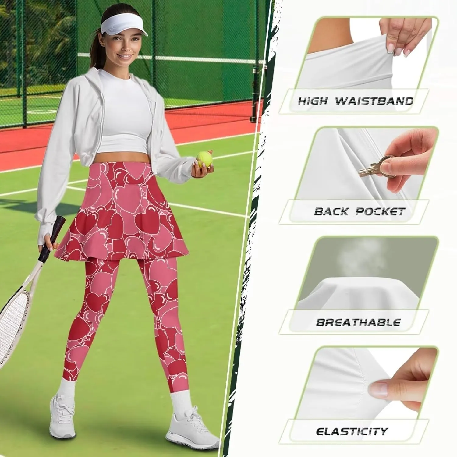 Skirted Leggings for Women Stretch High Waist Yoga Leggings with Skirts Casual Athletic Golf Tennis Skorts