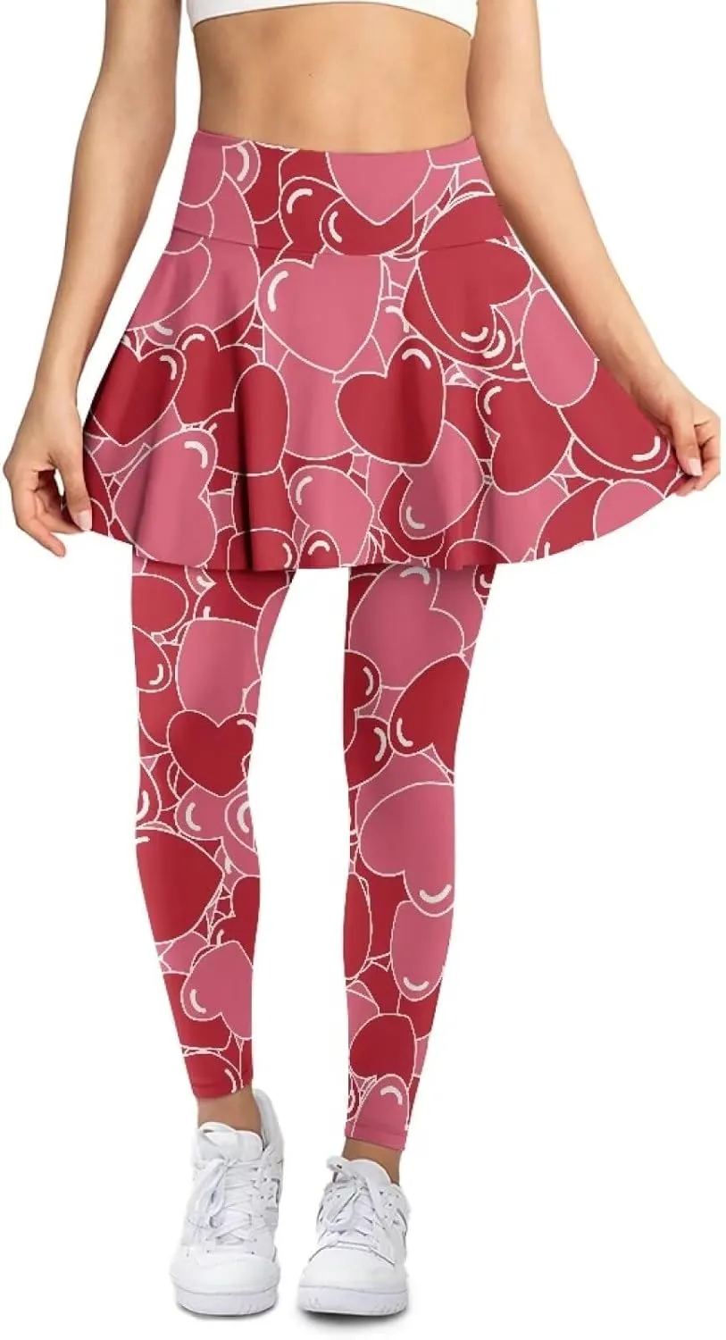 Skirted Leggings for Women Stretch High Waist Yoga Leggings with Skirts Casual Athletic Golf Tennis Skorts