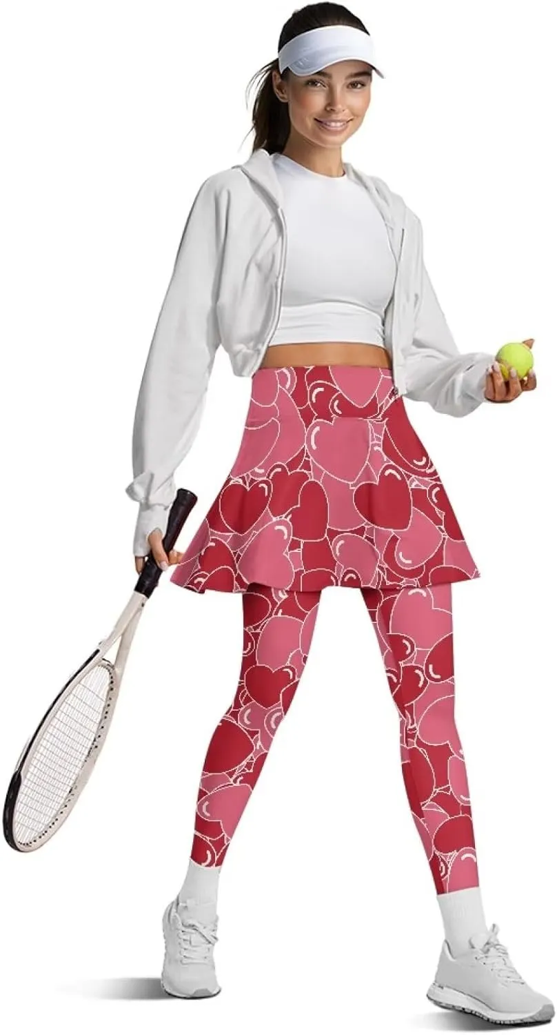 Skirted Leggings for Women Stretch High Waist Yoga Leggings with Skirts Casual Athletic Golf Tennis Skorts