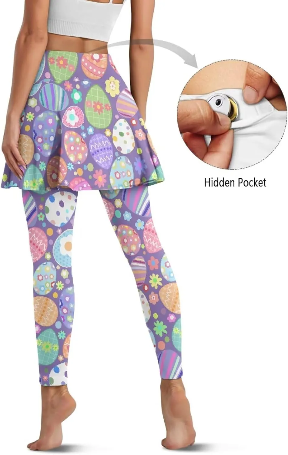 Skirted Leggings for Women with Pockets Tummy Control High Waist Workout Yoga Pants