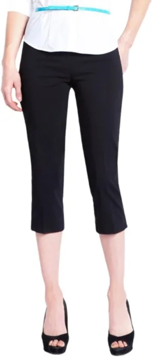 SLIM-SATION Women's Plus Size Wide Band Pull-on Straight Capri with Tummy Control