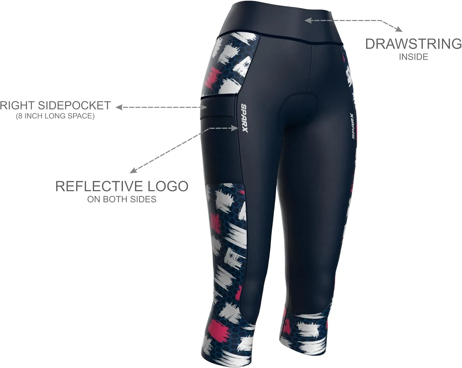 Sparx Women Padded Bike Pants Cycling Shorts Bicycle Thermal Capris 3/4 Winter Biking Tights