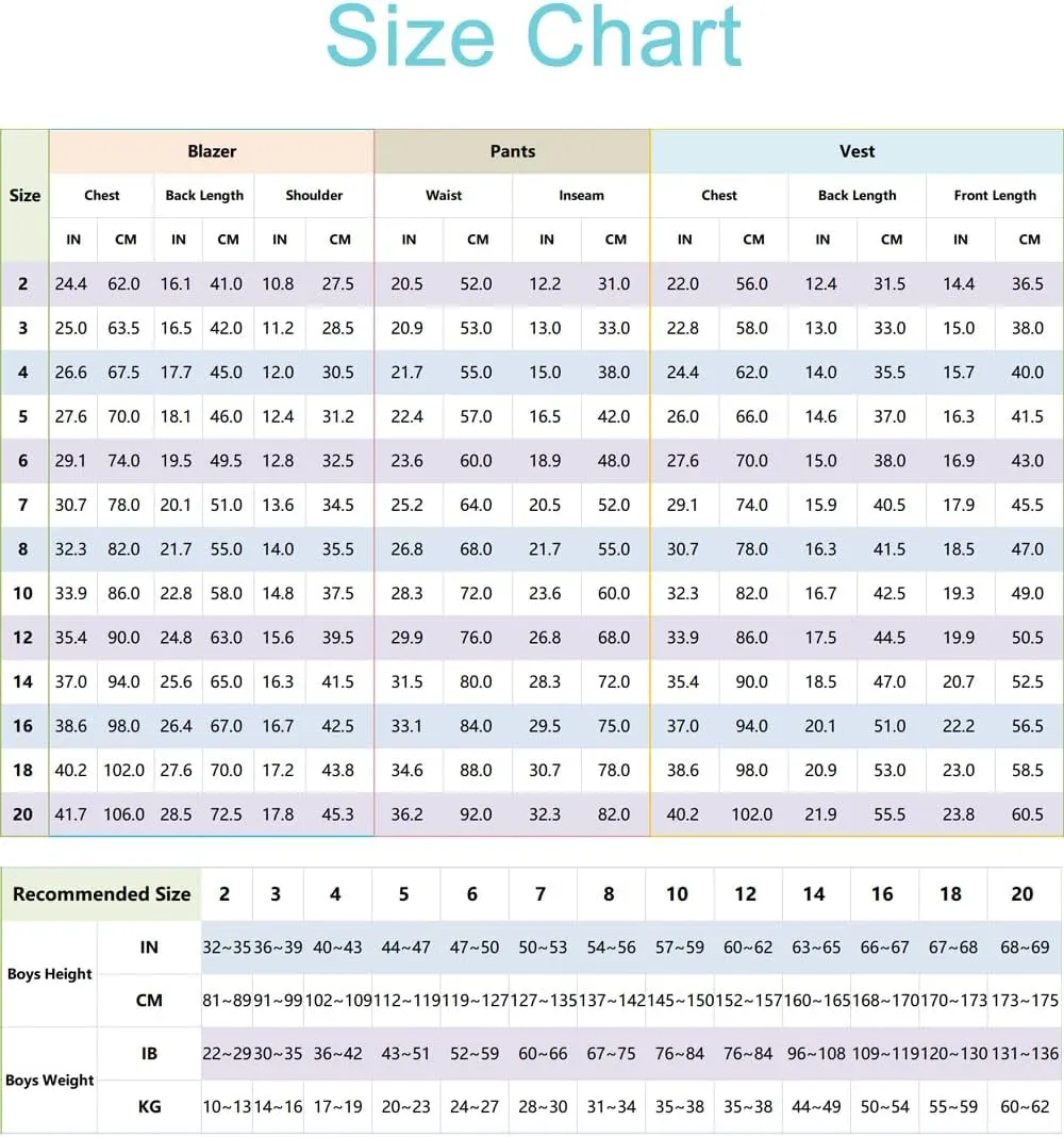 Suits for Boy Slim Fit Formal Dress Outfit Toddler Suit Blazer Vest Pants Kis Tuxedos