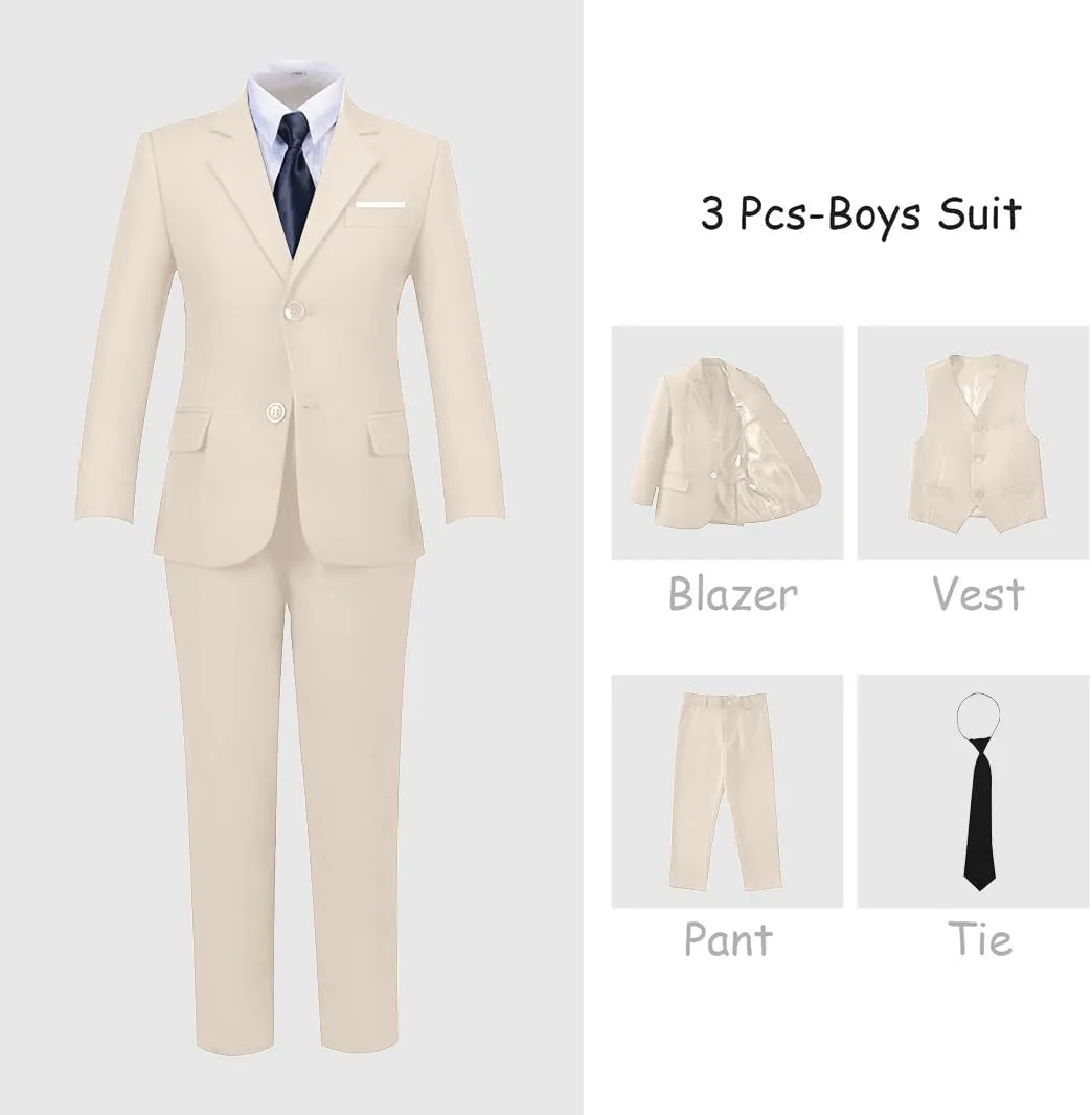 Suits for Boy Slim Fit Formal Dress Outfit Toddler Suit Blazer Vest Pants Kis Tuxedos