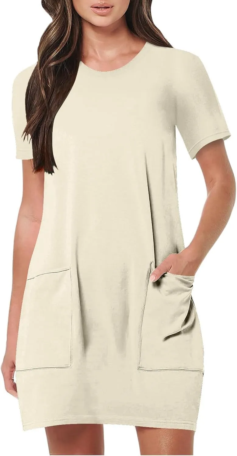 Summer Dresses Women Short Sleeve Mini Dress Fitted Loose Flowy Dresses Women Casual Spring Summer