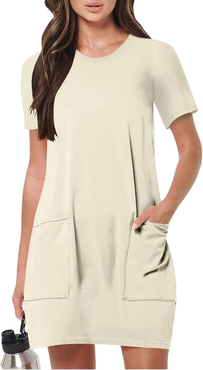 Summer Dresses Women Short Sleeve Mini Dress Fitted Loose Flowy Dresses Women Casual Spring Summer