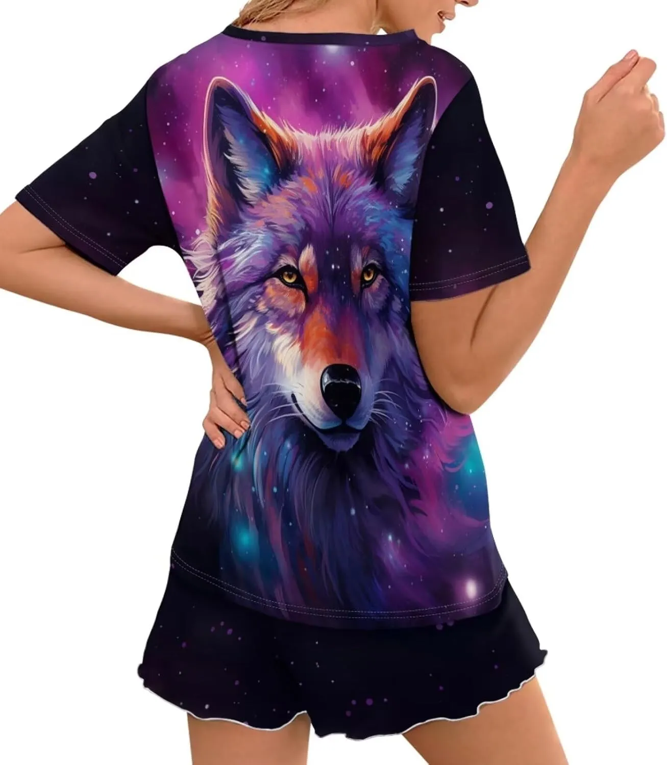 Summer Pajamas Set for Women Short Sleeve T Shirt with Shorts Sleepwear