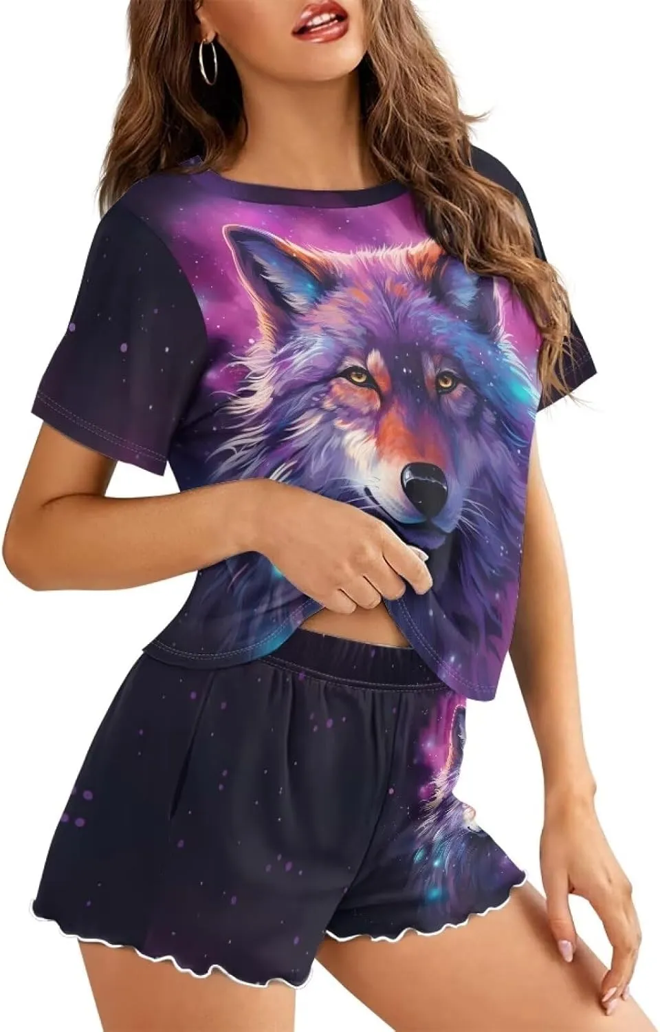 Summer Pajamas Set for Women Short Sleeve T Shirt with Shorts Sleepwear