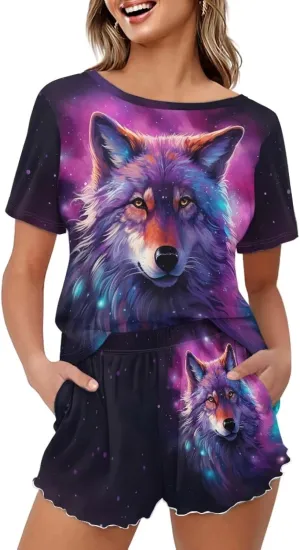 Summer Pajamas Set for Women Short Sleeve T Shirt with Shorts Sleepwear