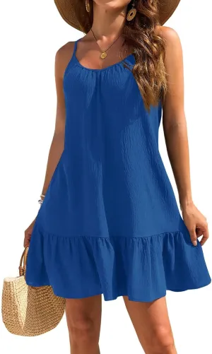 Swimsuit Coverup for Women 2025 Vacation Beach Tank Dress Spaghetti Straps Bathing Suit Cover Up Sundress S-XXL