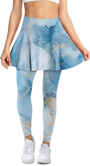Tennis Skirt with Leggings for Women Active Sport Running Skort Pants Slim Fit Workout Trousers