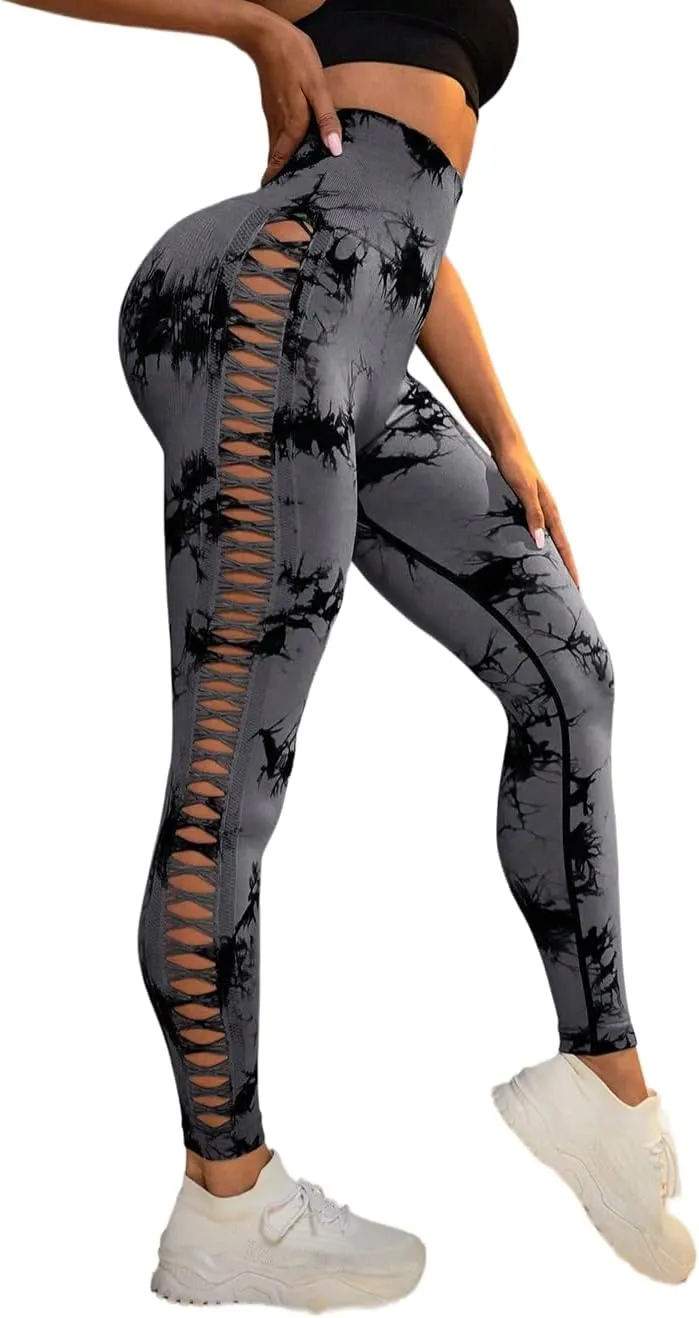 Tie Dye Sexy Leggings for Women High Waist Yoga Pants, Scrunch Butt Lifting Elastic Tights